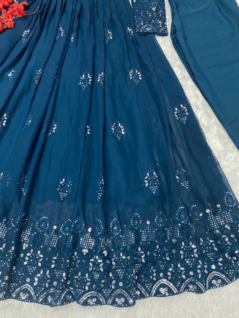 Ynf Faux Georgette KESH526 G55 Gowns Wholesale Fancy Gowns Embroidery Gowns Designer Gowns Manufacturer