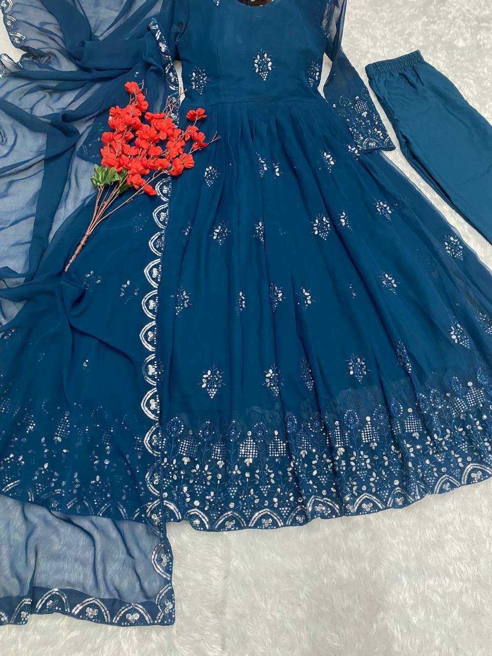 Ynf Faux Georgette KESH526 G55 Gowns Wholesale Fancy Gowns Embroidery Gowns Designer Gowns Manufacturer