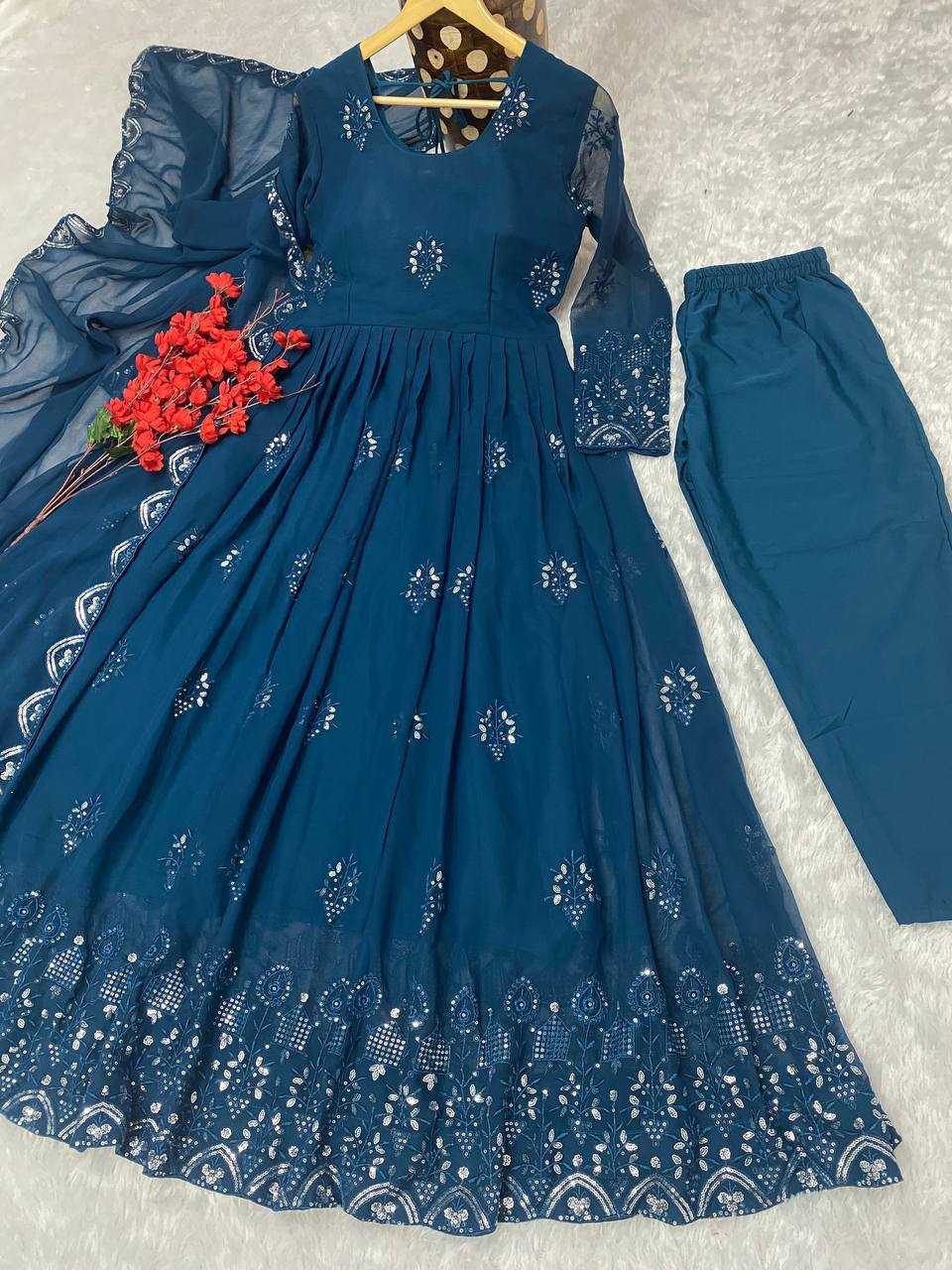 Ynf Faux Georgette KESH526 G55 Gowns Wholesale Fancy Gowns Embroidery Gowns Designer Gowns Manufacturer