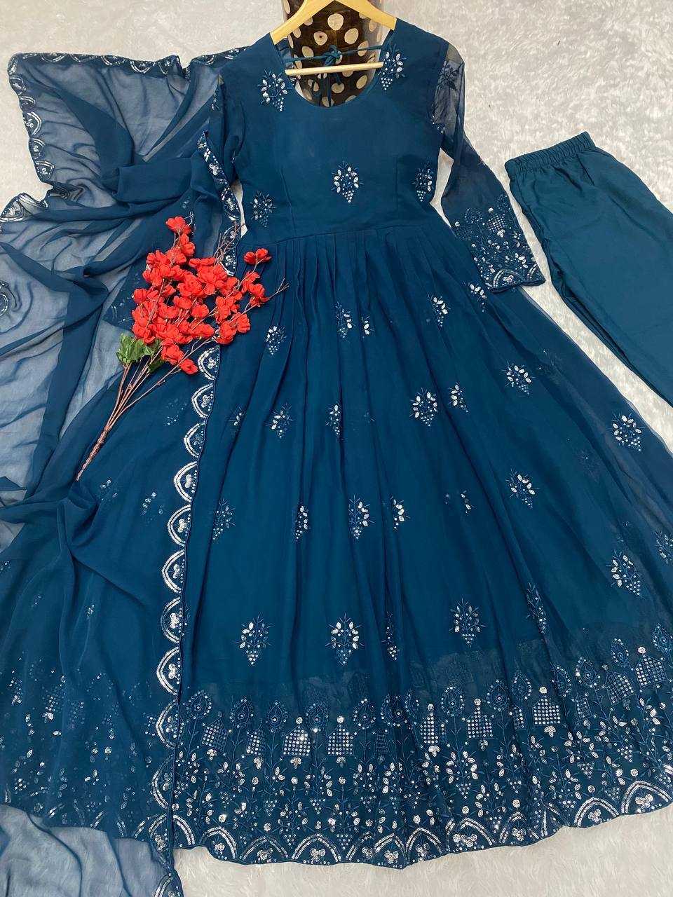 Ynf Faux Georgette KESH526 G55 Gowns Wholesale Fancy Gowns Embroidery Gowns Designer Gowns Manufacturer