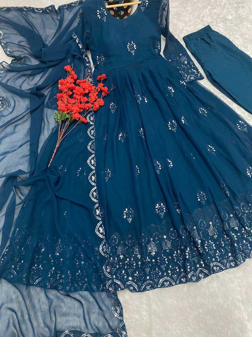 Ynf Faux Georgette KESH526 G55 Gowns Wholesale Fancy Gowns Embroidery Gowns Designer Gowns Manufacturer
