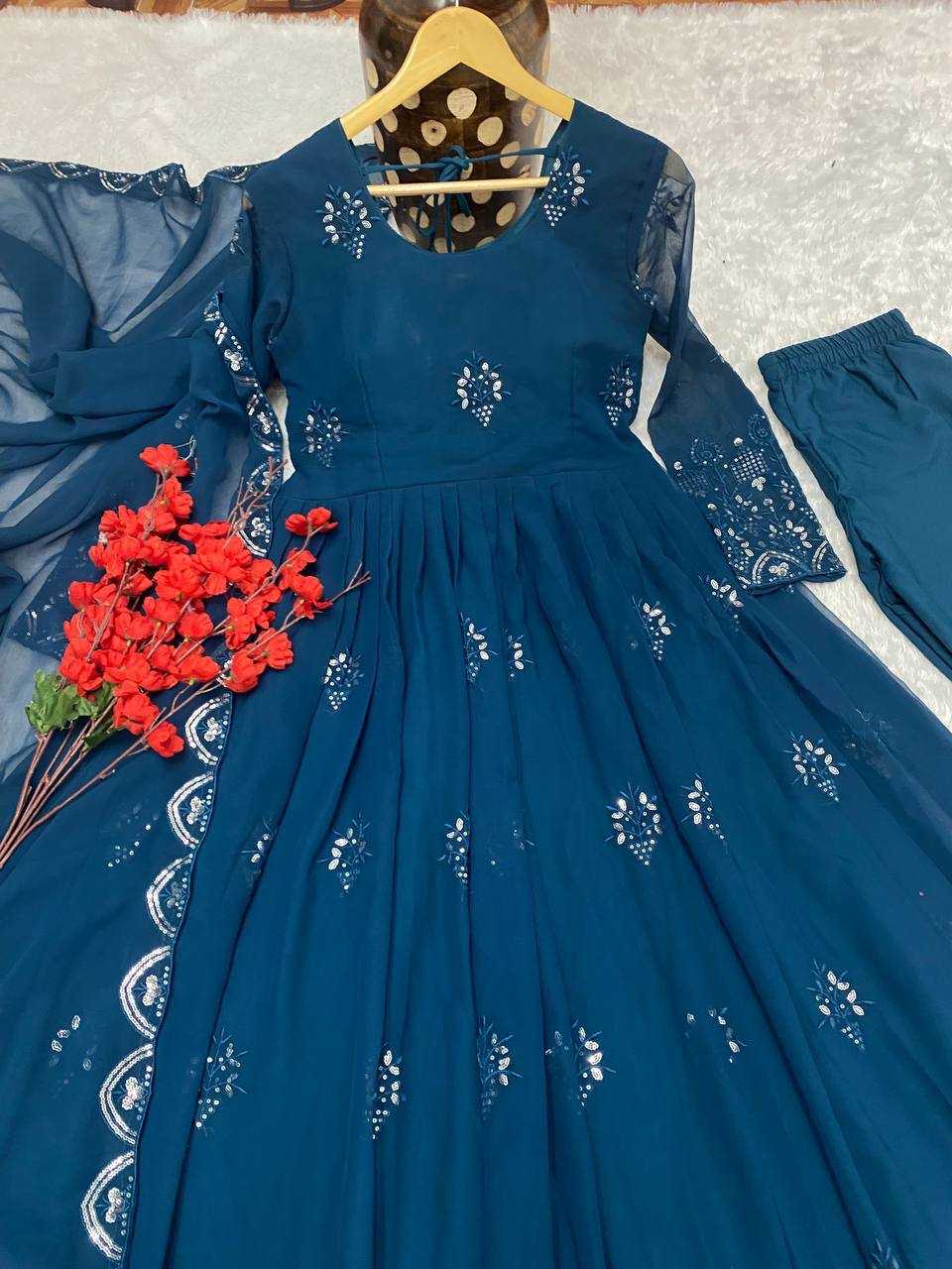Ynf Faux Georgette KESH526 G55 Gowns Wholesale Fancy Gowns Embroidery Gowns Designer Gowns Manufacturer