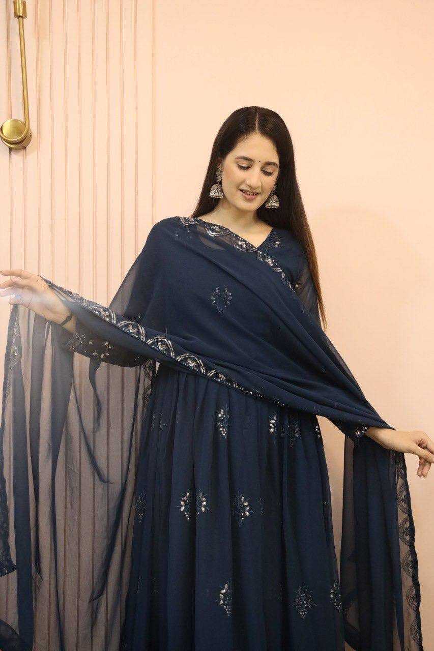 Ynf Faux Georgette KESH526 G55 Gowns Wholesale Fancy Gowns Embroidery Gowns Designer Gowns Manufacturer