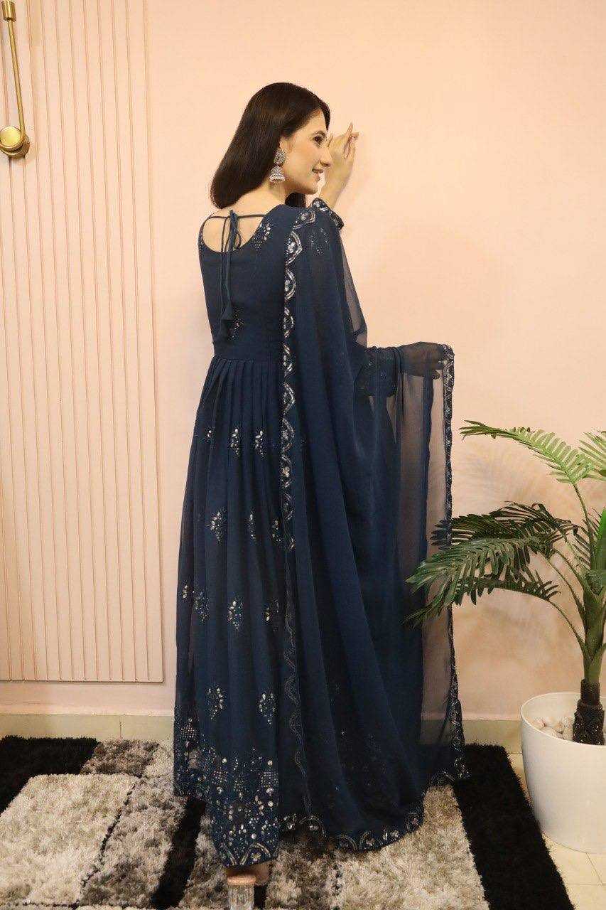 Ynf Faux Georgette KESH526 G55 Gowns Wholesale Fancy Gowns Embroidery Gowns Designer Gowns Manufacturer