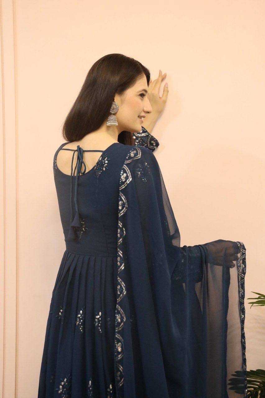 Ynf Faux Georgette KESH526 G55 Gowns Wholesale Fancy Gowns Embroidery Gowns Designer Gowns Manufacturer