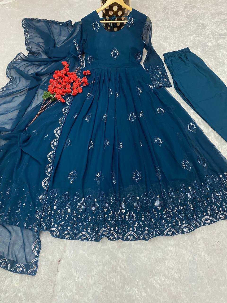 Ynf Faux Georgette KESH526 G55 Gowns Wholesale Fancy Gowns Embroidery Gowns Designer Gowns Manufacturer