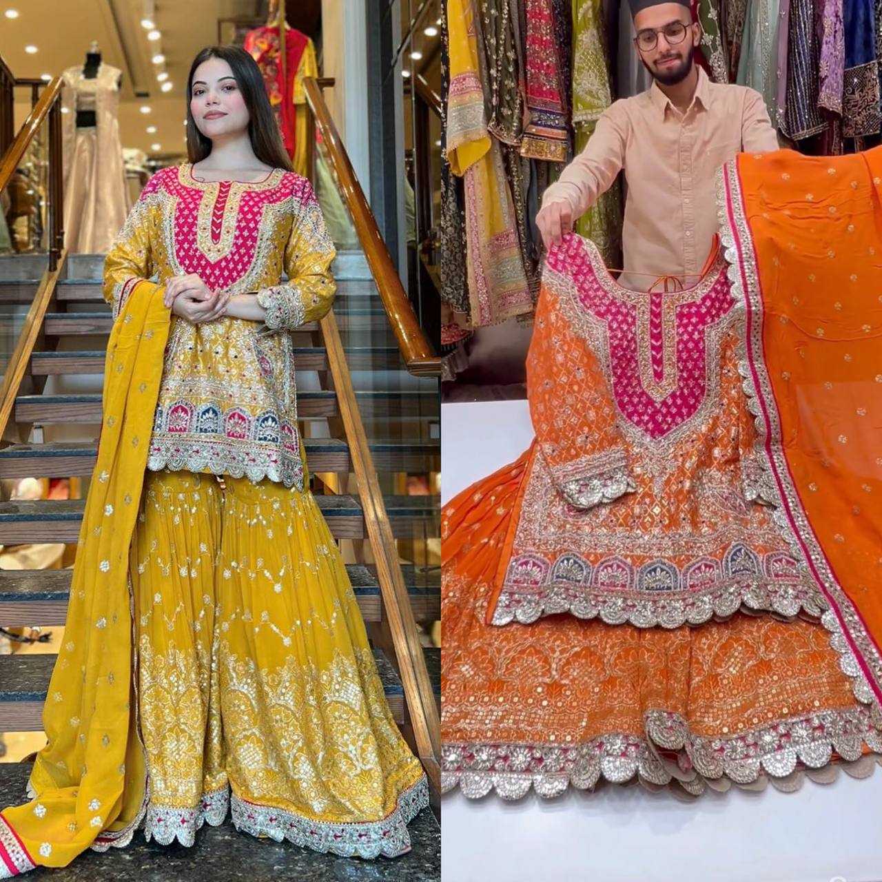 Ynf Faux Georgette KESH528 403 Suits & Dresses Wholesale Sharara Salwar Suits Embroidery Suits Manufacturer