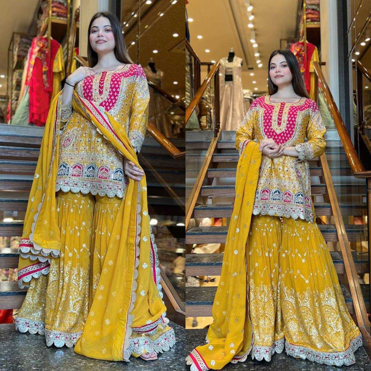 Ynf Faux Georgette KESH528 403 Suits & Dresses Wholesale Sharara Salwar Suits Embroidery Suits Manufacturer