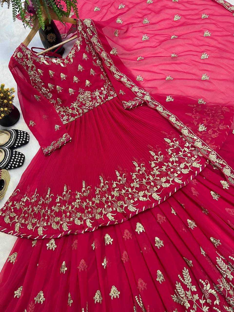 Ynf Faux Georgette KESH528 474 Lehengas Wholesale Georgette Lehenga Sequins Lehenga Manufacturer