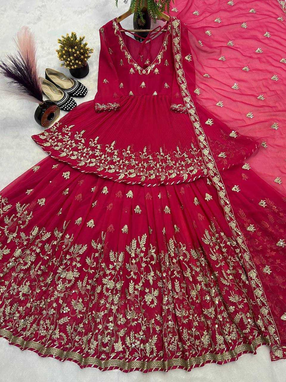 Ynf Faux Georgette KESH528 474 Lehengas Wholesale Georgette Lehenga Sequins Lehenga Manufacturer