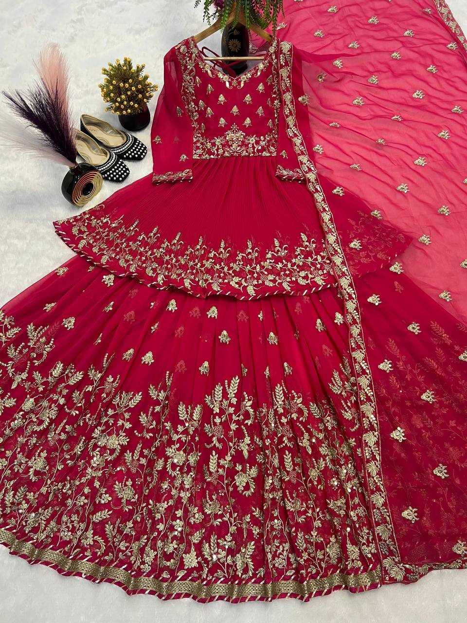 Ynf Faux Georgette KESH528 474 Lehengas Wholesale Georgette Lehenga Sequins Lehenga Manufacturer