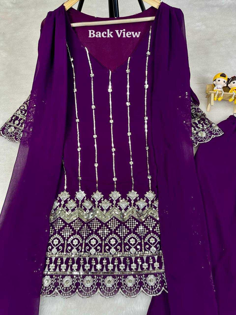 Ynf Faux Georgette KESH531 1028 Suits & Dresses Wholesale Embroidery Suits Palazzo Suit Zari Work Suit Party Wear Dresses Manufacturer