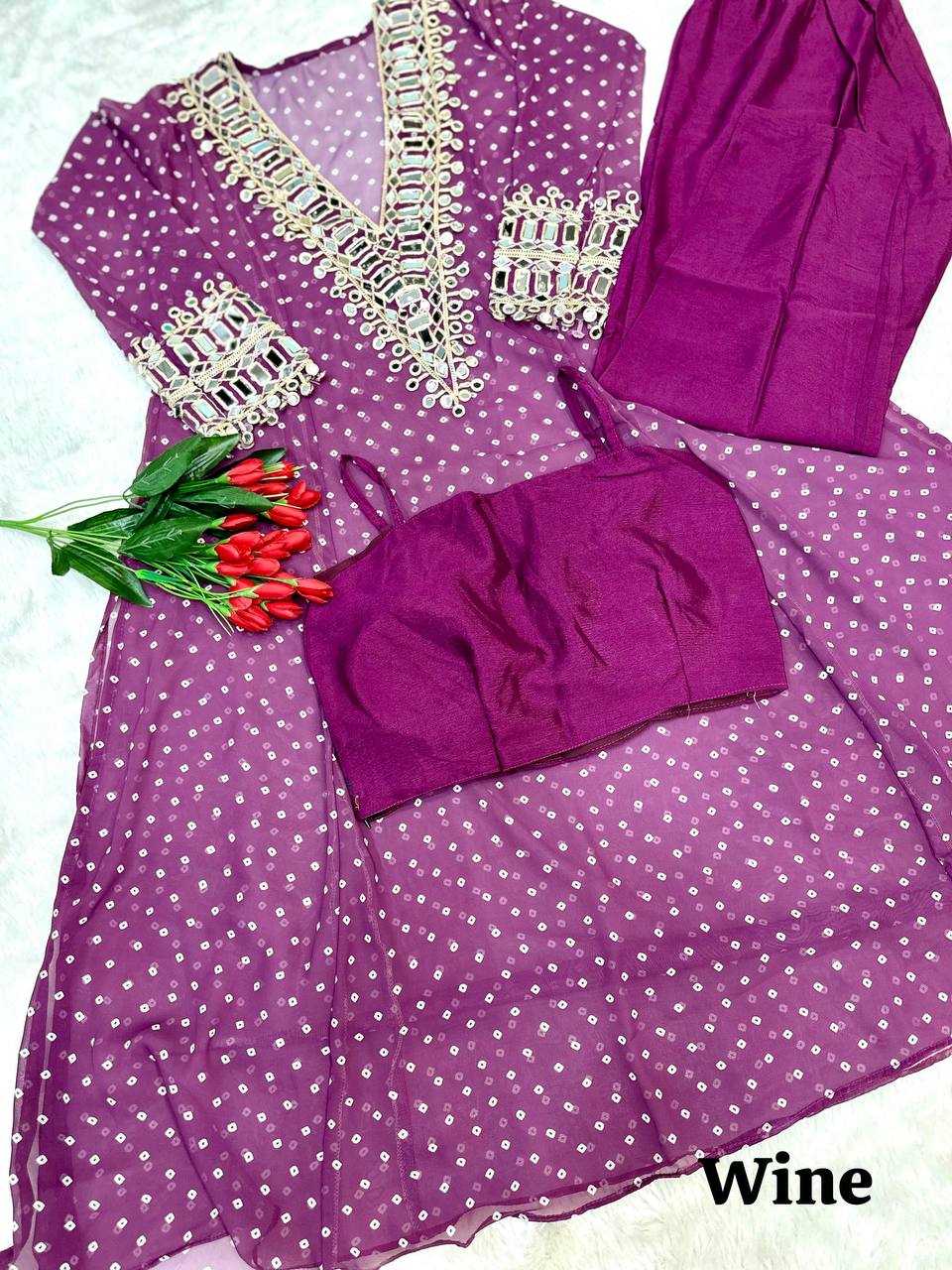 Ynf Faux Georgette KESH531 1037 Kurti Wholesale Casual Kurtis Festive Kurtis Mirror Work Kurti Embroidered Kurtis Manufacturer