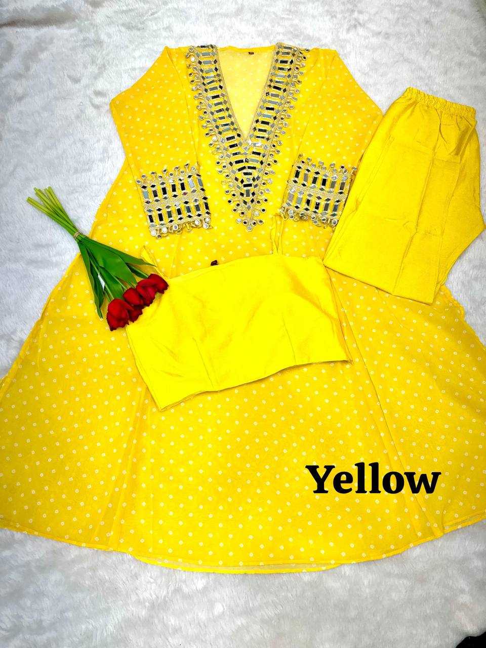 Ynf Faux Georgette KESH531 1037 Kurti Wholesale Casual Kurtis Festive Kurtis Mirror Work Kurti Embroidered Kurtis Manufacturer