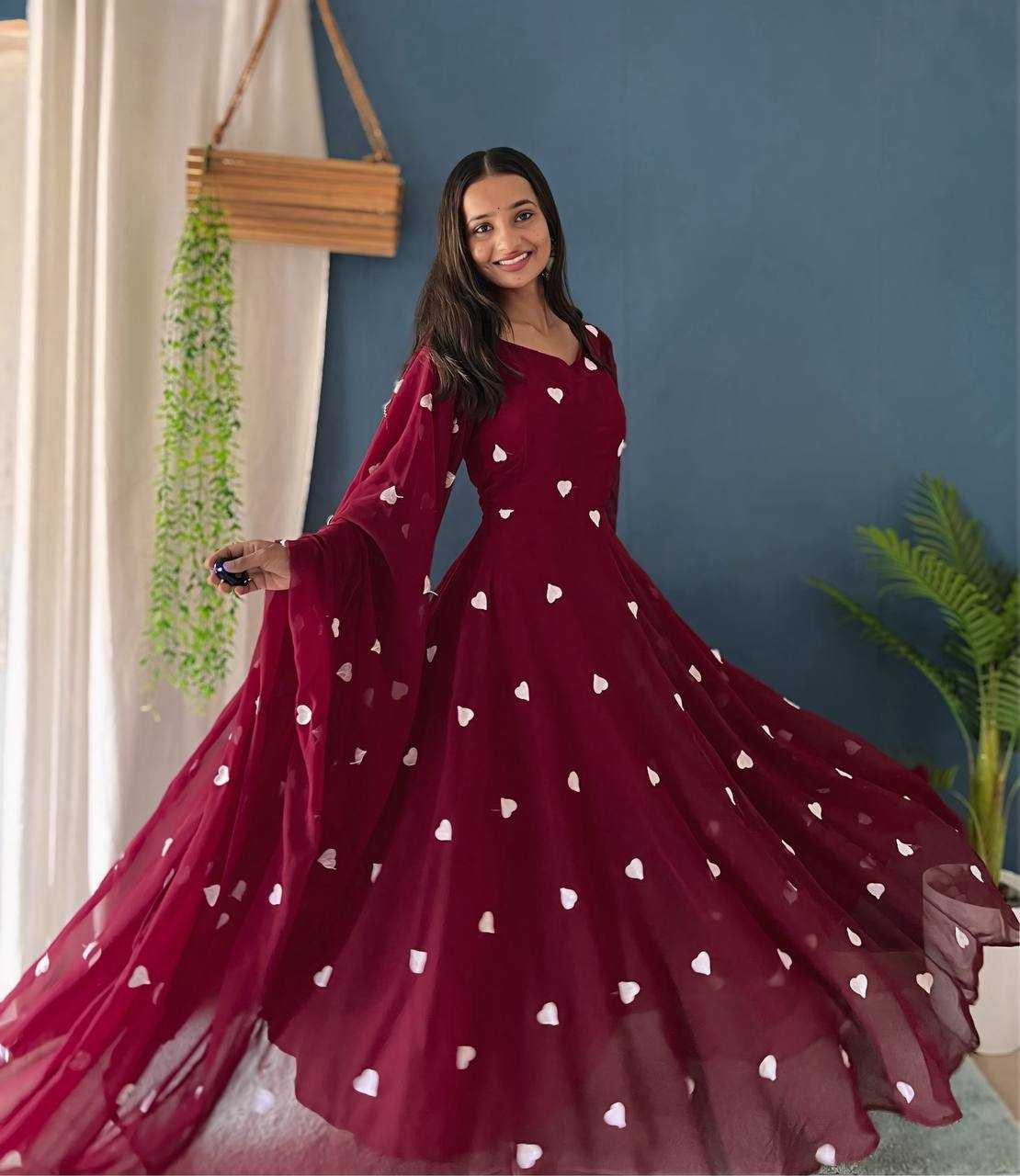 Ynf Faux Georgette KESH533 5041 Gowns Wholesale Printed Gowns Embroidery Gowns Anarkali Gown Full Sleeve Gowns Manufacturer