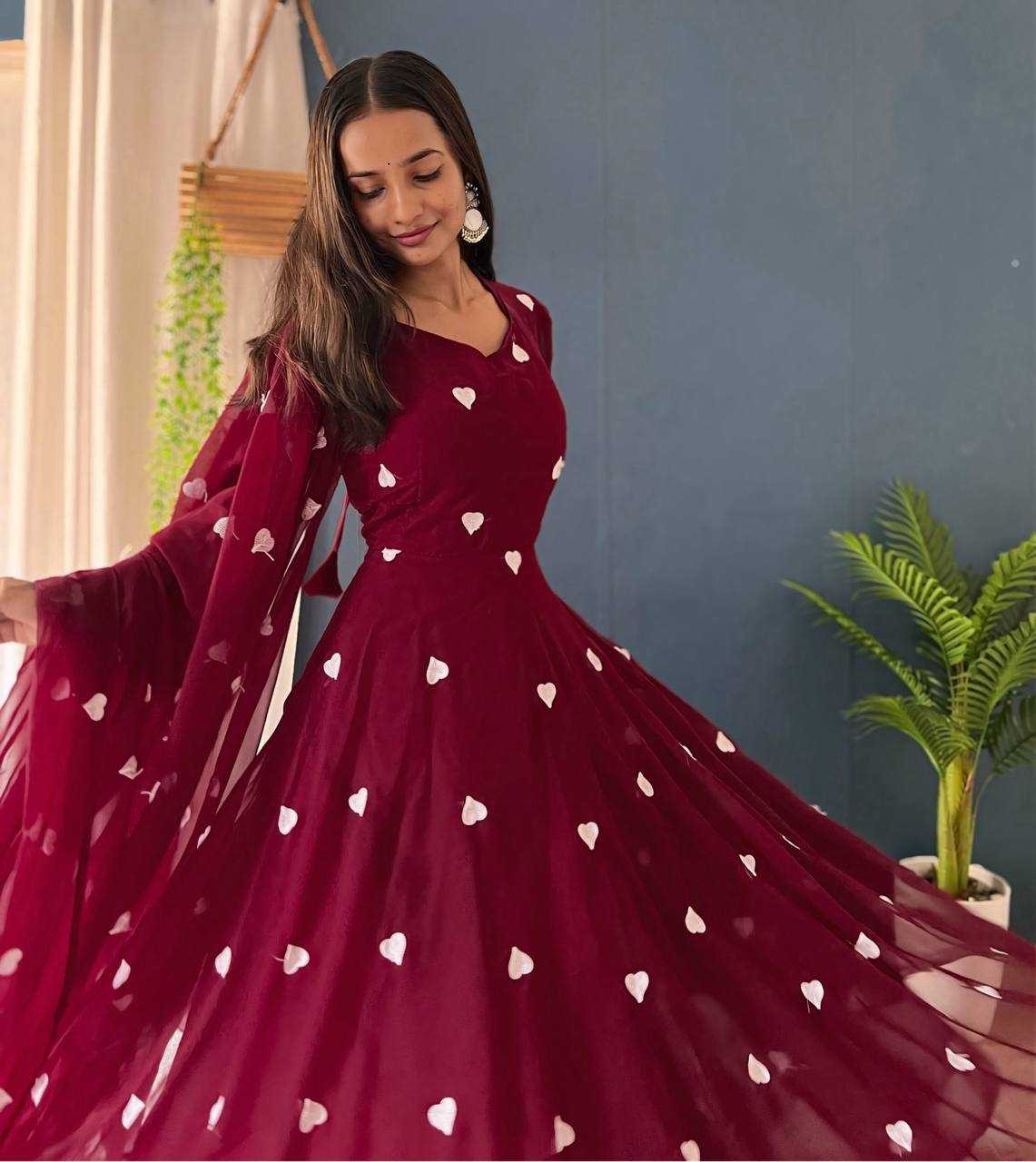Ynf Faux Georgette KESH533 5041 Gowns Wholesale Printed Gowns Embroidery Gowns Anarkali Gown Full Sleeve Gowns Manufacturer