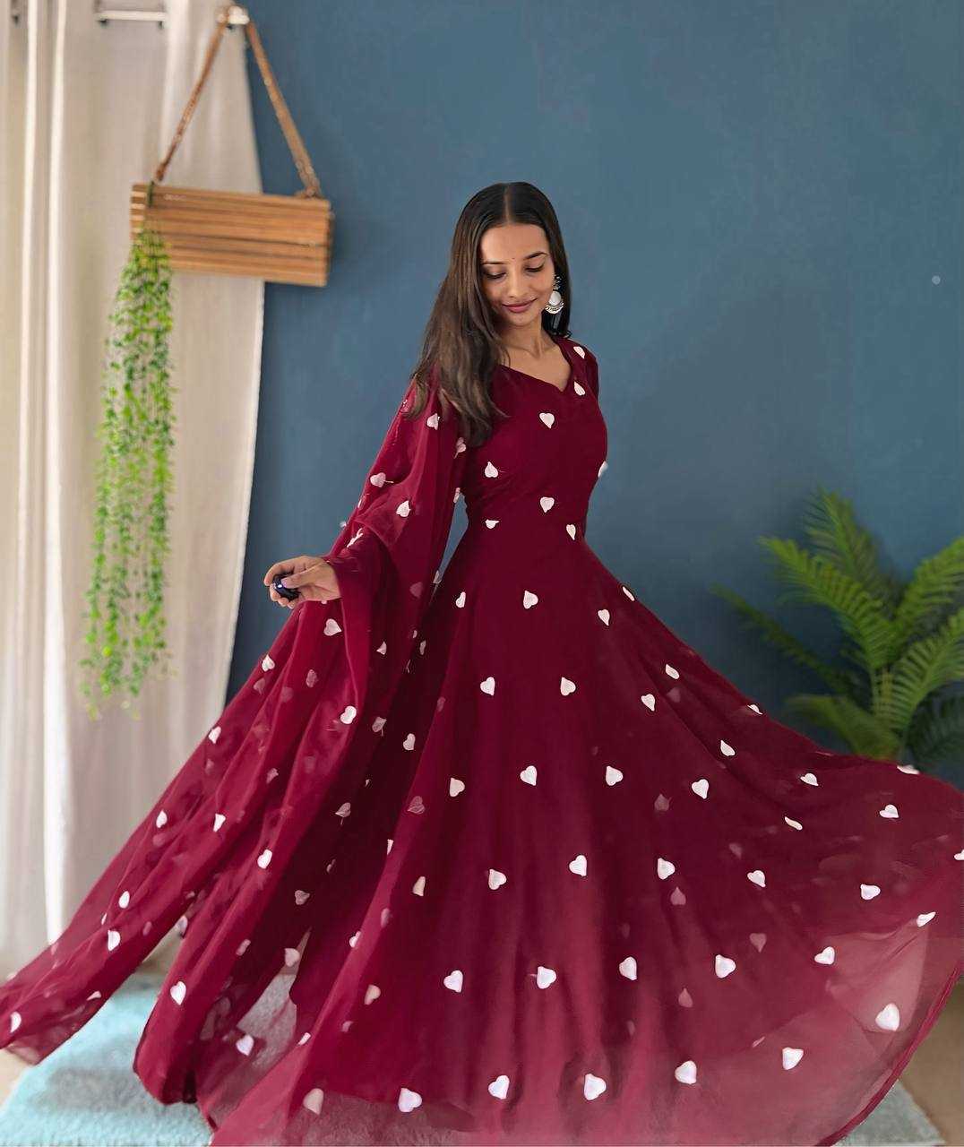 Ynf Faux Georgette KESH533 5041 Gowns Wholesale Printed Gowns Embroidery Gowns Anarkali Gown Full Sleeve Gowns Manufacturer