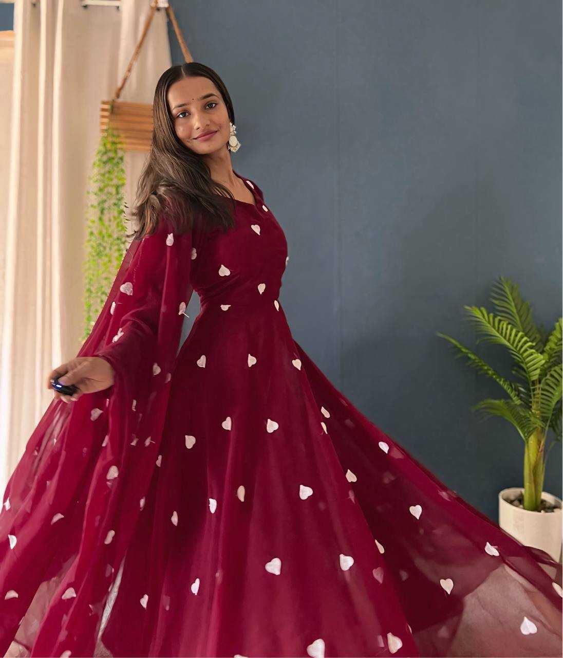 Ynf Faux Georgette KESH533 5041 Gowns Wholesale Printed Gowns Embroidery Gowns Anarkali Gown Full Sleeve Gowns Manufacturer