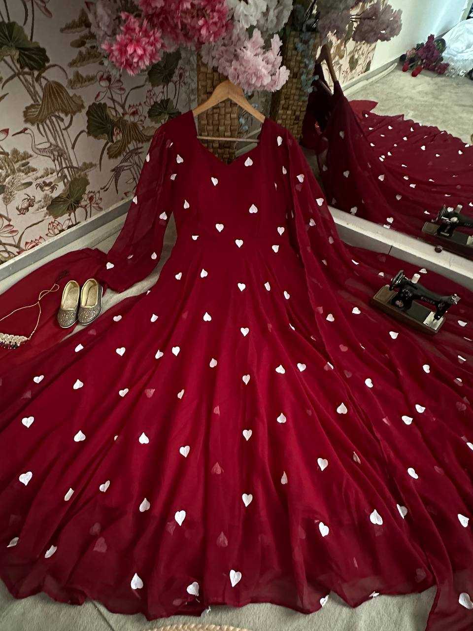 Ynf Faux Georgette KESH533 5041 Gowns Wholesale Printed Gowns Embroidery Gowns Anarkali Gown Full Sleeve Gowns Manufacturer