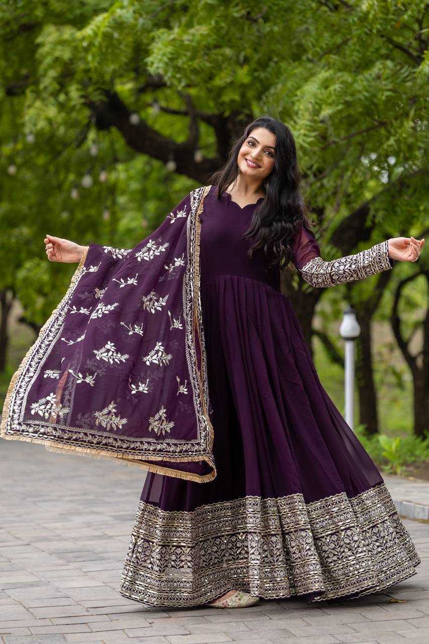 Ynf Faux Georgette KESH533 5086 Gowns Wholesale Anarkali Gown Party Gowns Long Gowns Embroidered Gown Lace Gowns Manufacturer