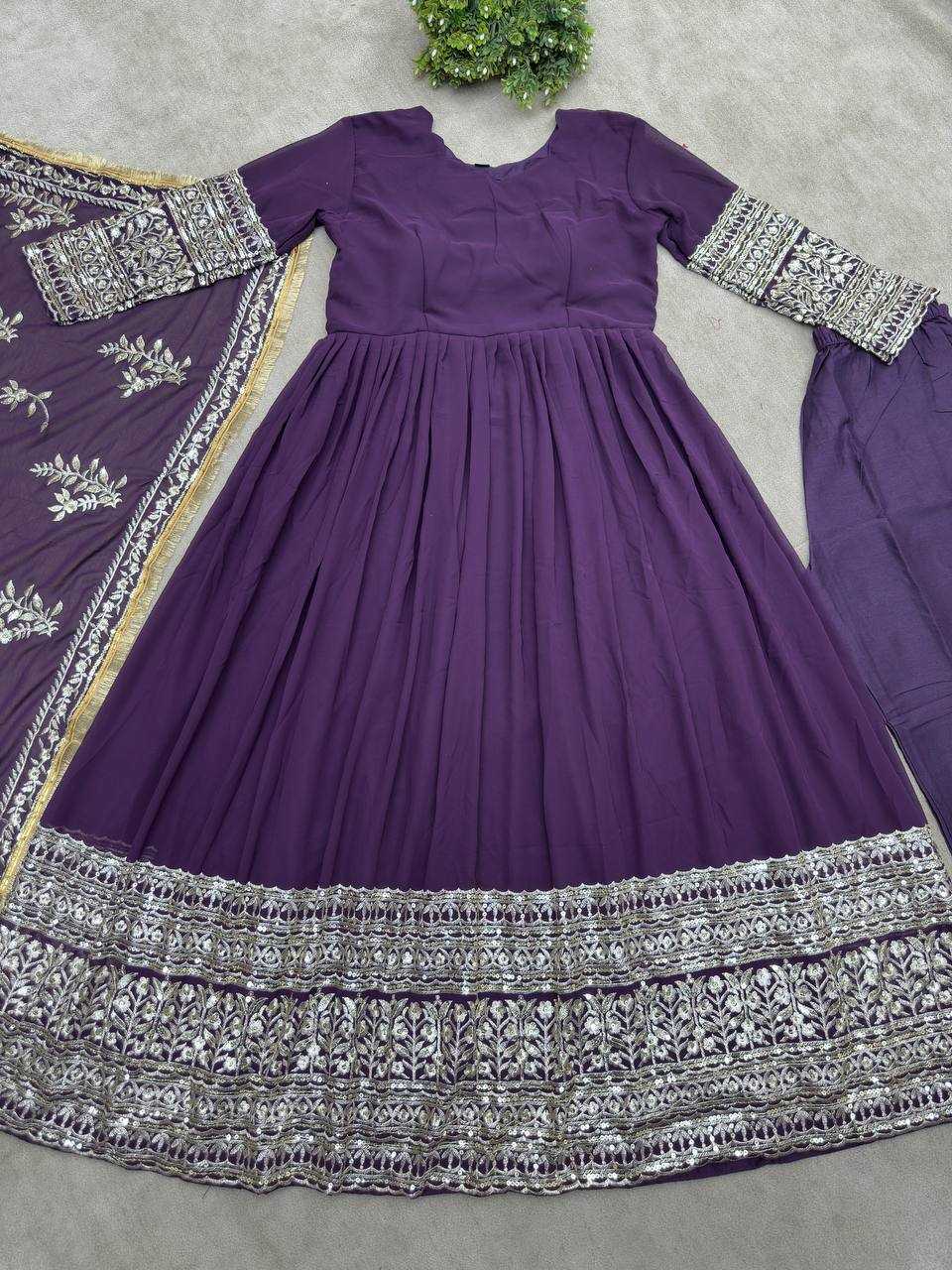 Ynf Faux Georgette KESH533 5086 Gowns Wholesale Anarkali Gown Party Gowns Long Gowns Embroidered Gown Lace Gowns Manufacturer