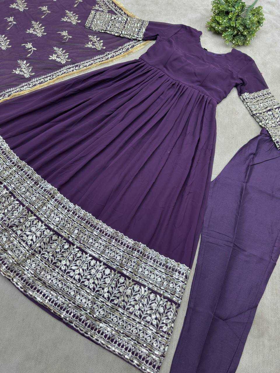 Ynf Faux Georgette KESH533 5086 Gowns Wholesale Anarkali Gown Party Gowns Long Gowns Embroidered Gown Lace Gowns Manufacturer