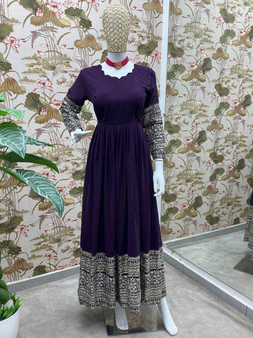 Ynf Faux Georgette KESH533 5086 Gowns Wholesale Anarkali Gown Party Gowns Long Gowns Embroidered Gown Lace Gowns Manufacturer