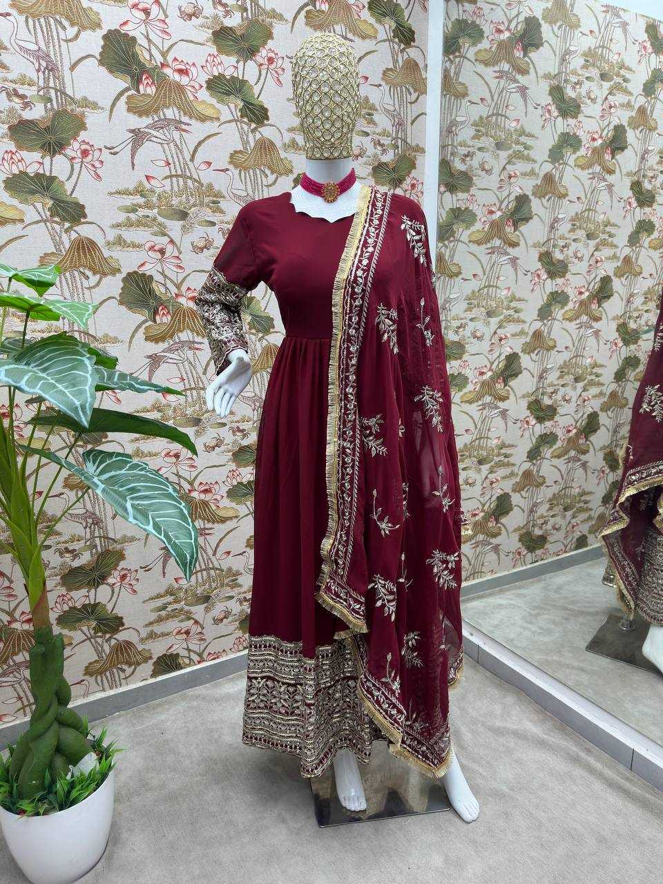 Ynf Faux Georgette KESH533 5086 Gowns Wholesale Anarkali Gown Party Gowns Long Gowns Embroidered Gown Lace Gowns Manufacturer