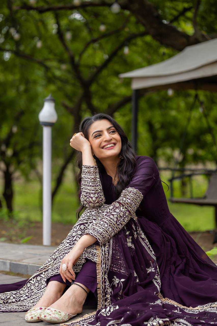 Ynf Faux Georgette KESH533 5086 Gowns Wholesale Anarkali Gown Party Gowns Long Gowns Embroidered Gown Lace Gowns Manufacturer