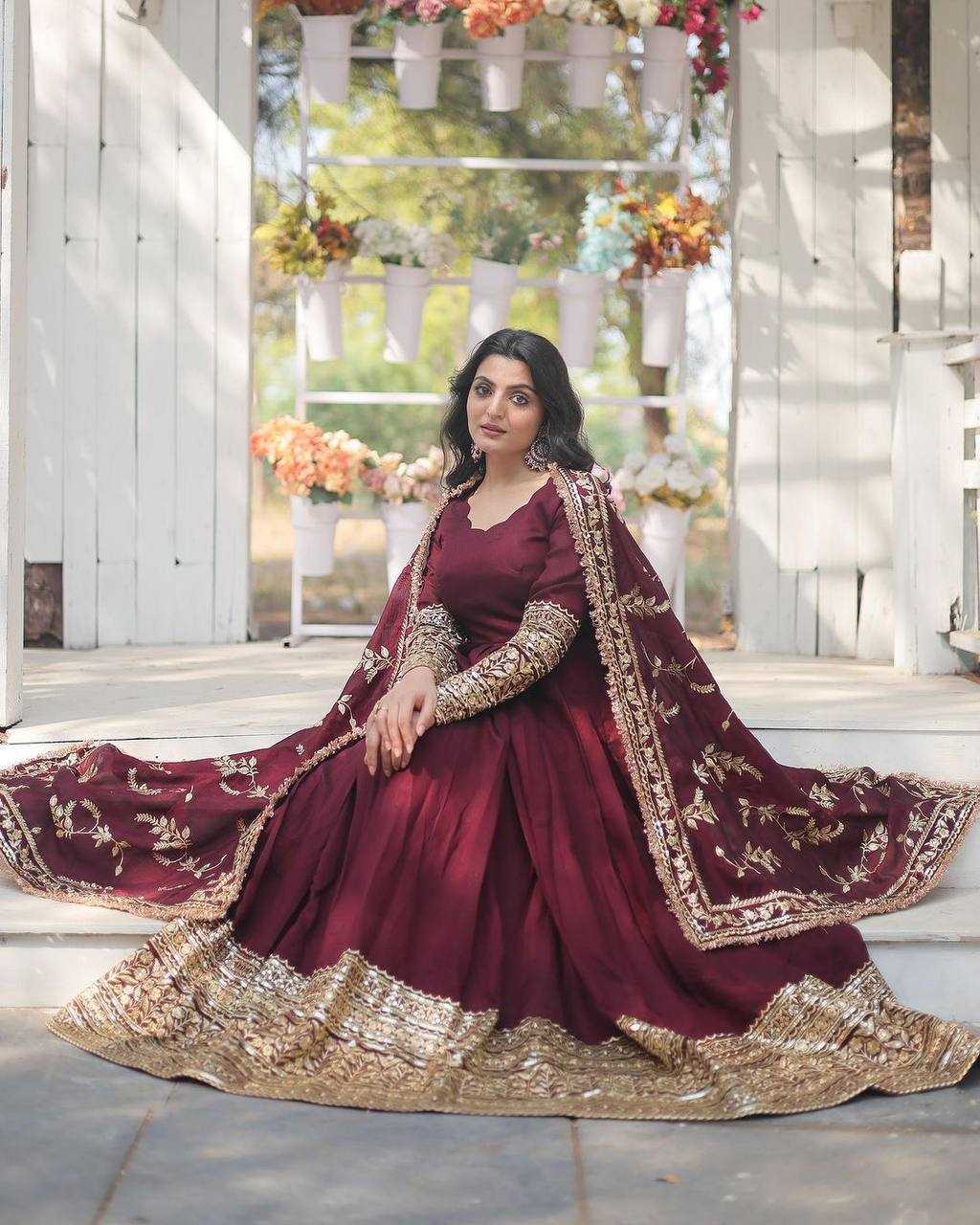 Ynf Faux Georgette KESH533 5086 Gowns Wholesale Anarkali Gown Party Gowns Long Gowns Embroidered Gown Lace Gowns Manufacturer