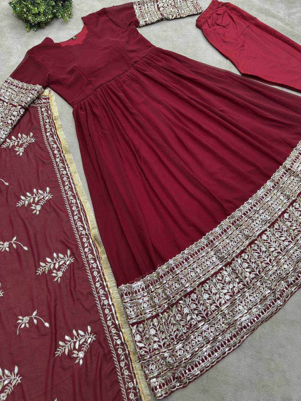 Ynf Faux Georgette KESH533 5086 Gowns Wholesale Anarkali Gown Party Gowns Long Gowns Embroidered Gown Lace Gowns Manufacturer