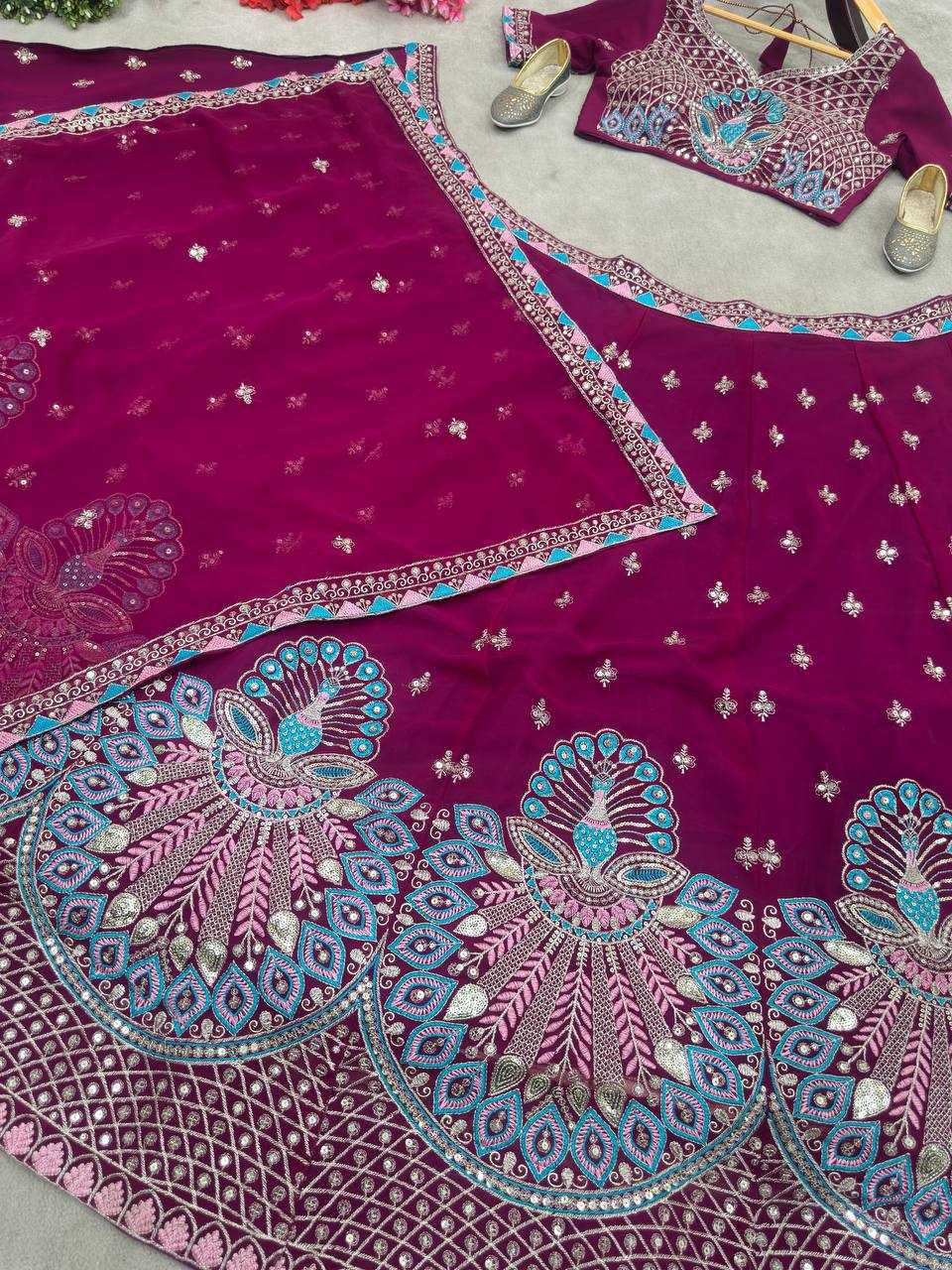 Ynf Faux Georgette KESH533 5105 Lehengas Wholesale Designer Lehenga Fancy Lehenga Embroidered Lehenga Sequins Lehenga Lehenga With Cancan Manufacturer