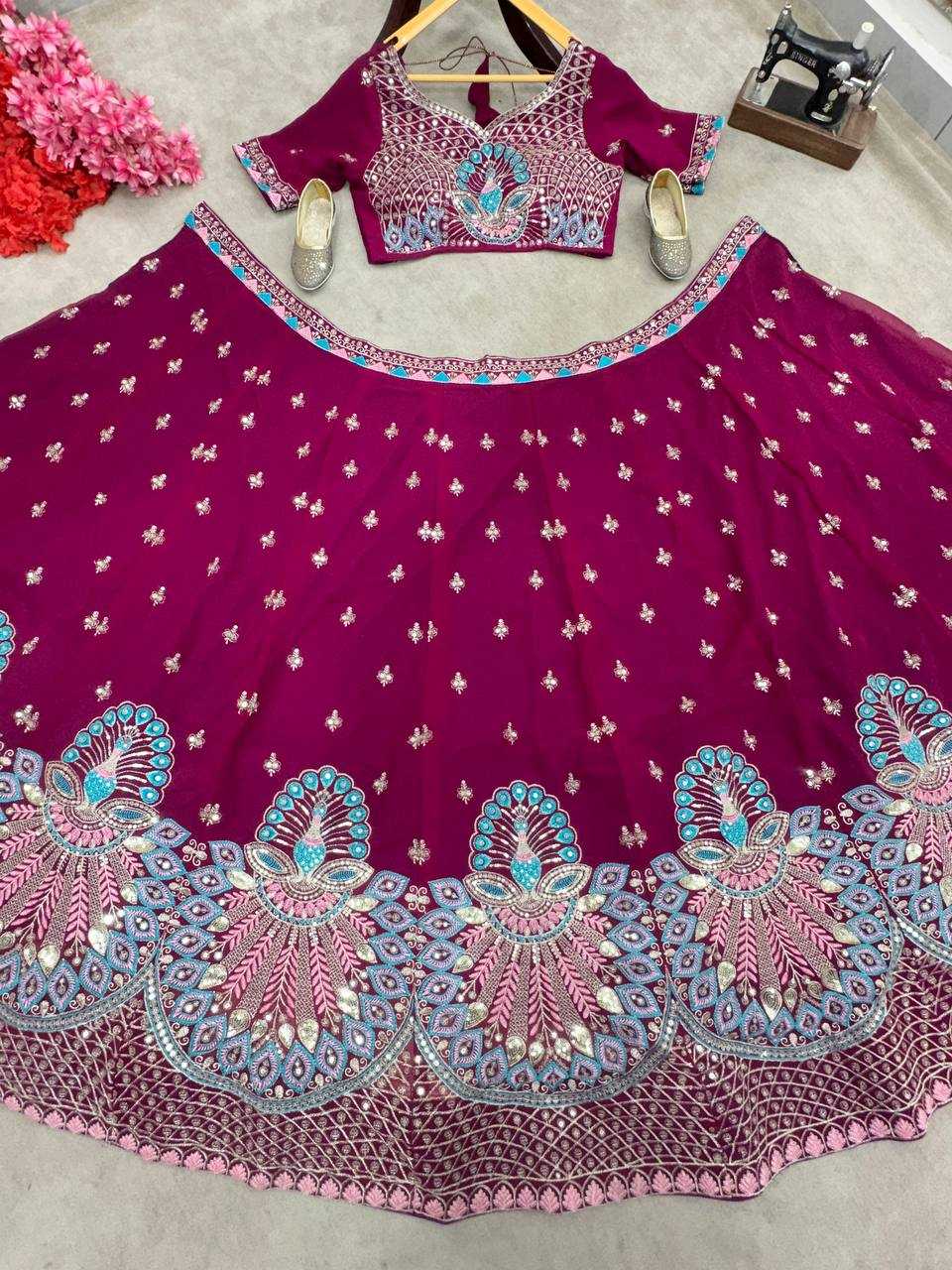 Ynf Faux Georgette KESH533 5105 Lehengas Wholesale Designer Lehenga Fancy Lehenga Embroidered Lehenga Sequins Lehenga Lehenga With Cancan Manufacturer