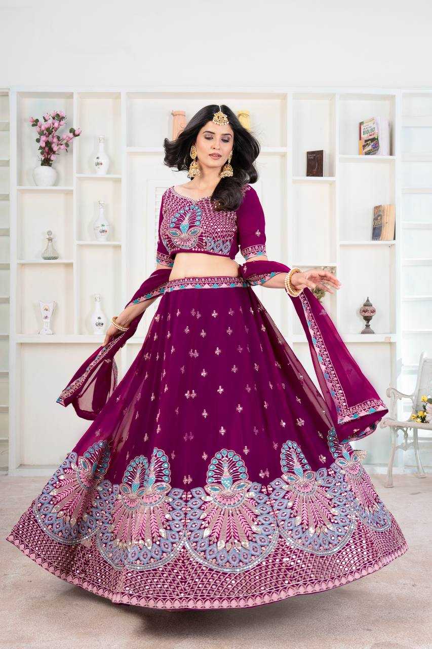Ynf Faux Georgette KESH533 5105 Lehengas Wholesale Designer Lehenga Fancy Lehenga Embroidered Lehenga Sequins Lehenga Lehenga With Cancan Manufacturer