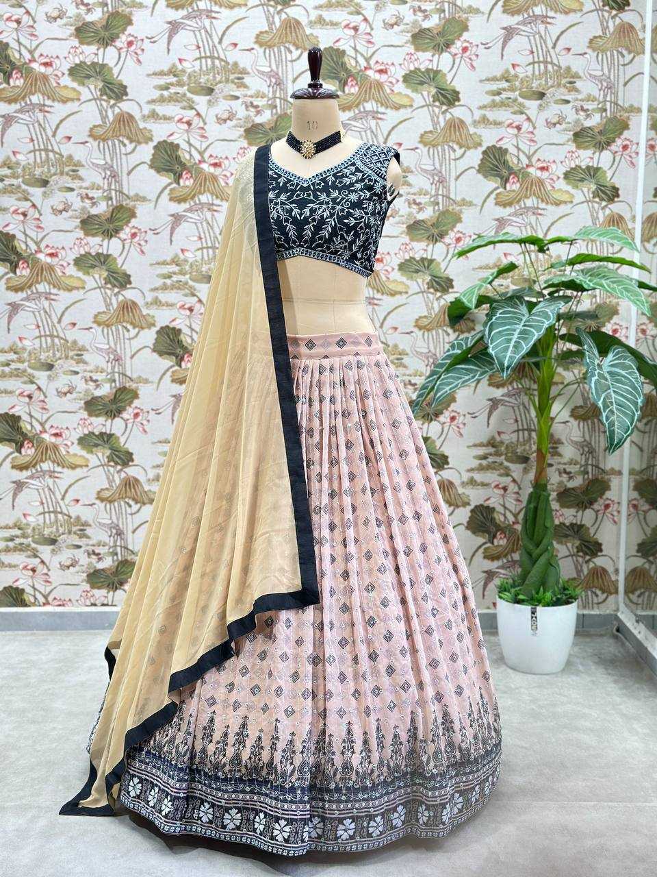 Ynf Faux Georgette KESH533 5107 Lehengas Wholesale Fancy Lehenga Printed Lehenga Embroidered Lehenga Sequins Lehenga Lehenga With Cancan Manufacturer