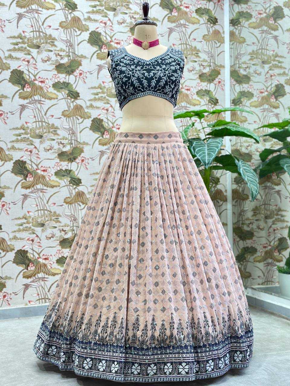 Ynf Faux Georgette KESH533 5107 Lehengas Wholesale Fancy Lehenga Printed Lehenga Embroidered Lehenga Sequins Lehenga Lehenga With Cancan Manufacturer