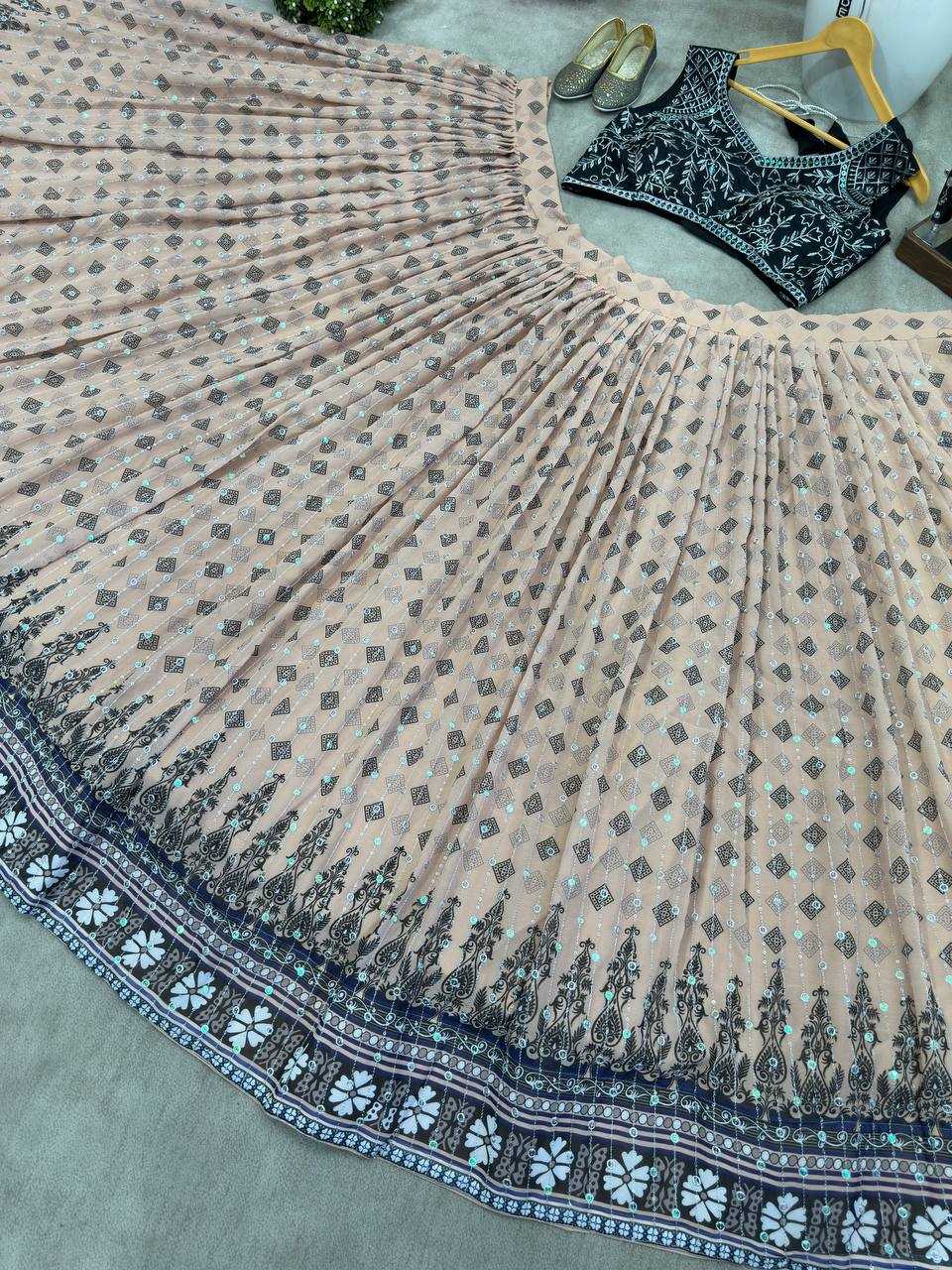 Ynf Faux Georgette KESH533 5107 Lehengas Wholesale Fancy Lehenga Printed Lehenga Embroidered Lehenga Sequins Lehenga Lehenga With Cancan Manufacturer