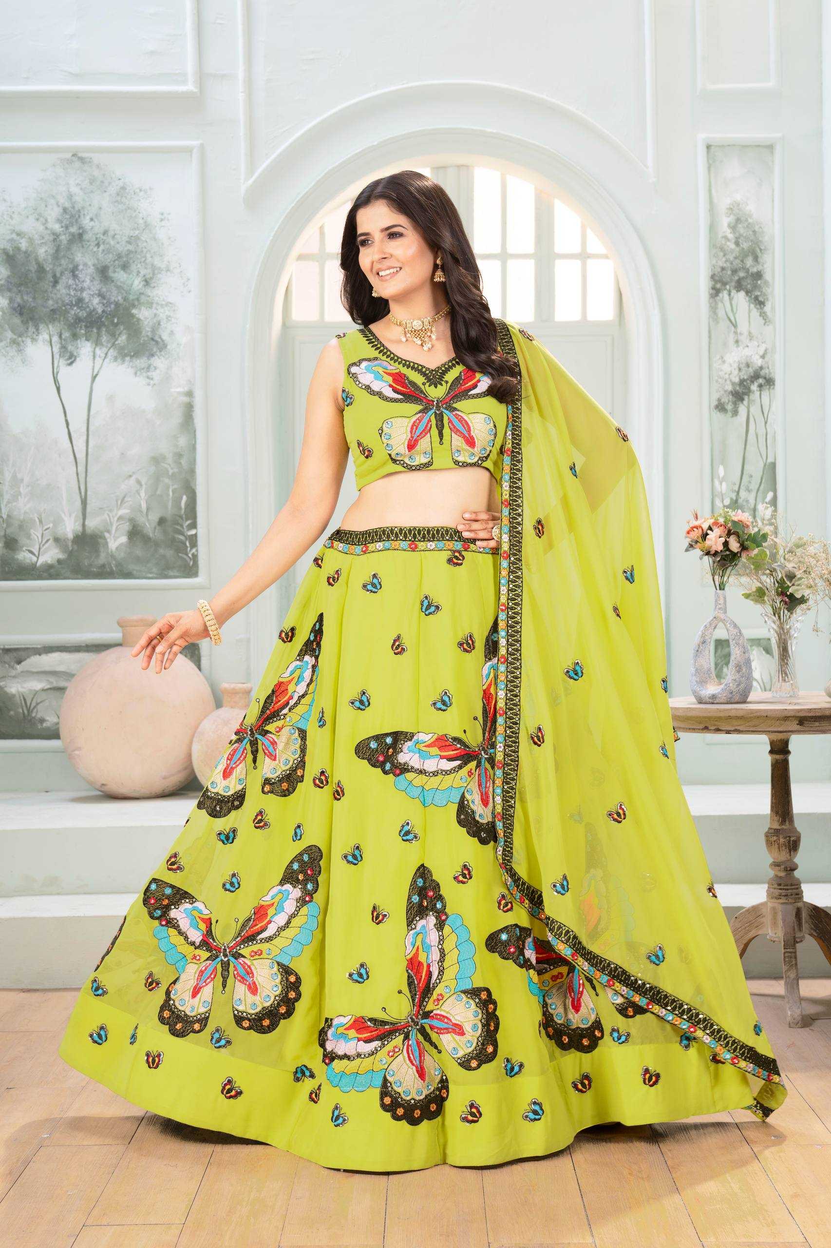 Ynf Faux Georgette KESH533 5118 Lehengas Wholesale Fancy Lehenga Embroidered Lehenga Lehenga For Mehndi Sequins Lehenga Lehenga With Cancan Manufacturer