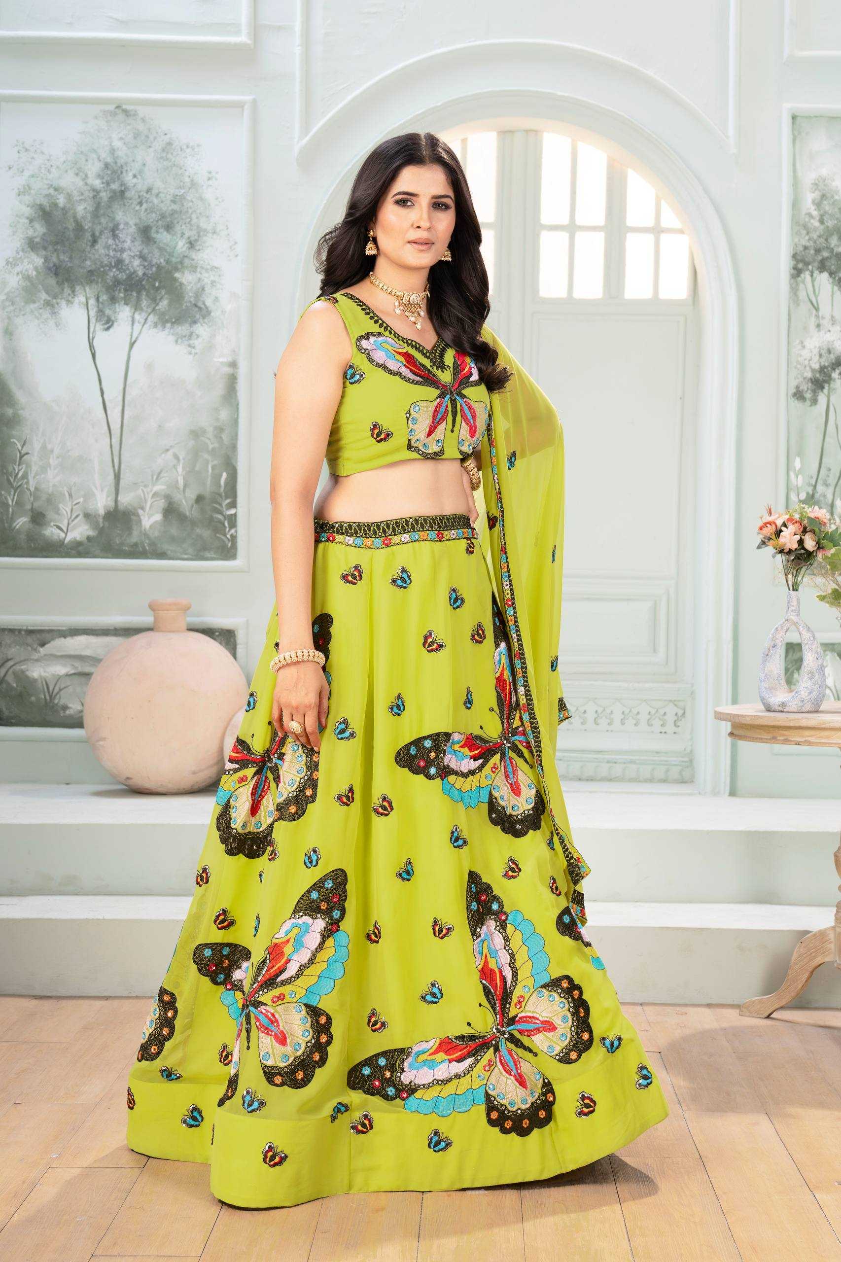 Ynf Faux Georgette KESH533 5118 Lehengas Wholesale Fancy Lehenga Embroidered Lehenga Lehenga For Mehndi Sequins Lehenga Lehenga With Cancan Manufacturer