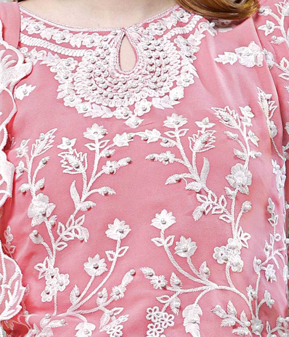 Ynf Faux Georgette KESH540 Pink Moti Kurti Wholesale Kurti Bottom With Dupatta Manufacturer