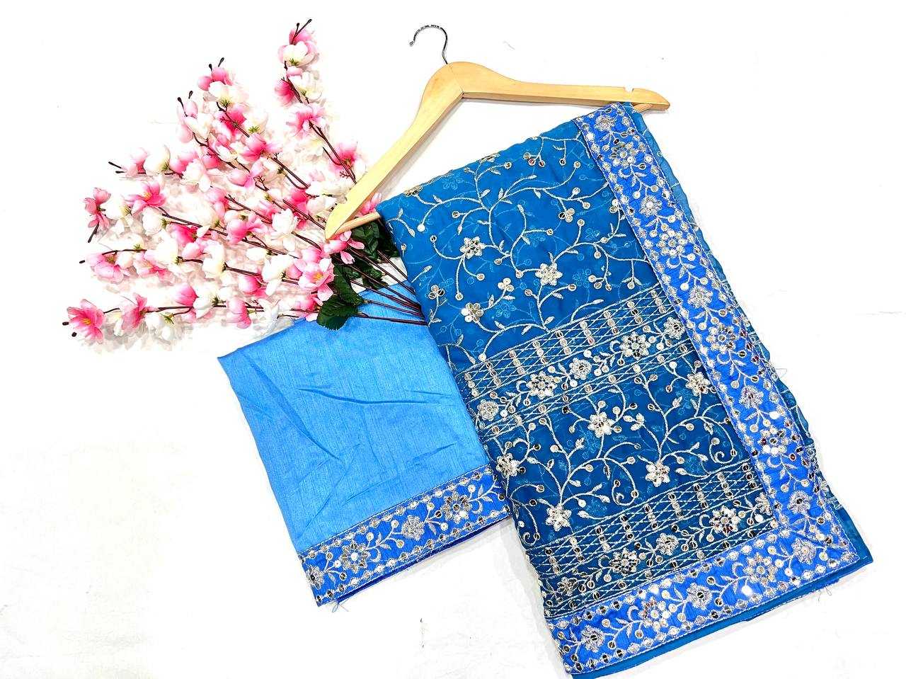Ynf Faux Georgette KESH556 305 Sarees Wholesale Party Wear Sarees Embroidered Sarees Manufacturer