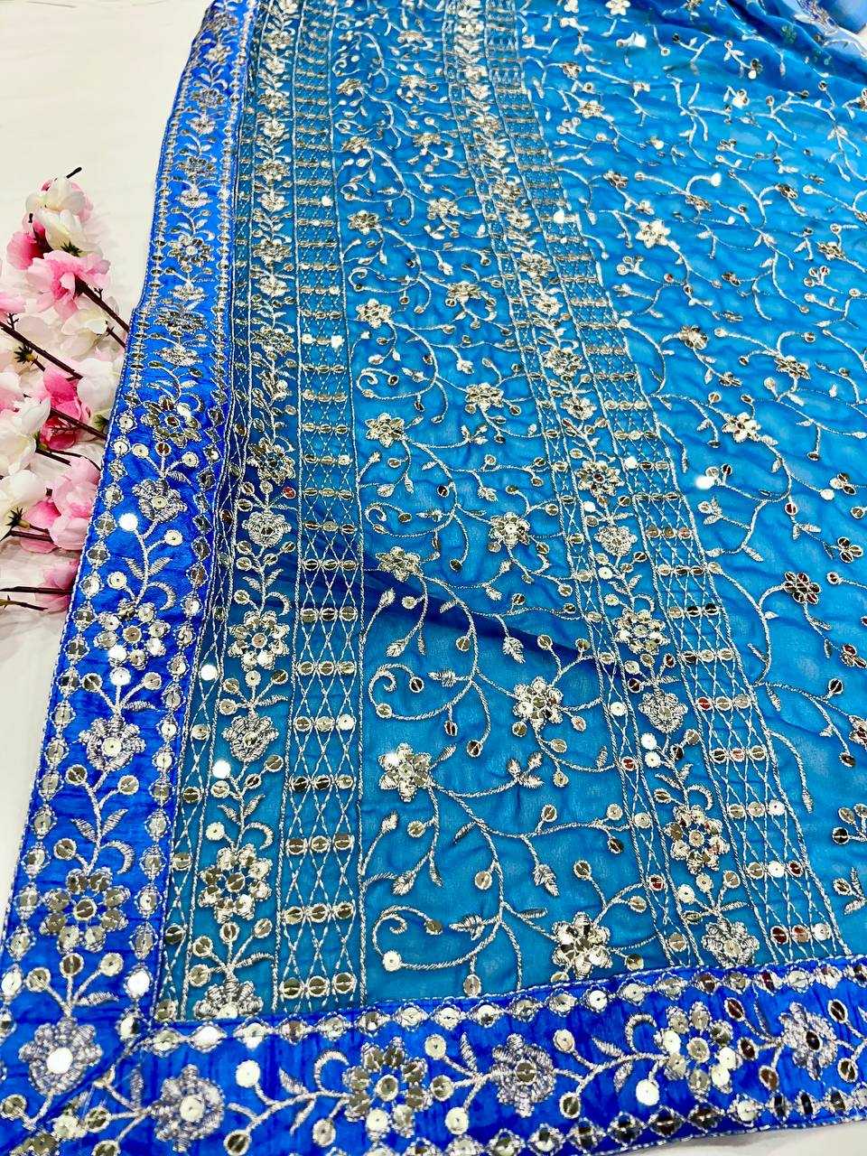 Ynf Faux Georgette KESH556 305 Sarees Wholesale Party Wear Sarees Embroidered Sarees Manufacturer