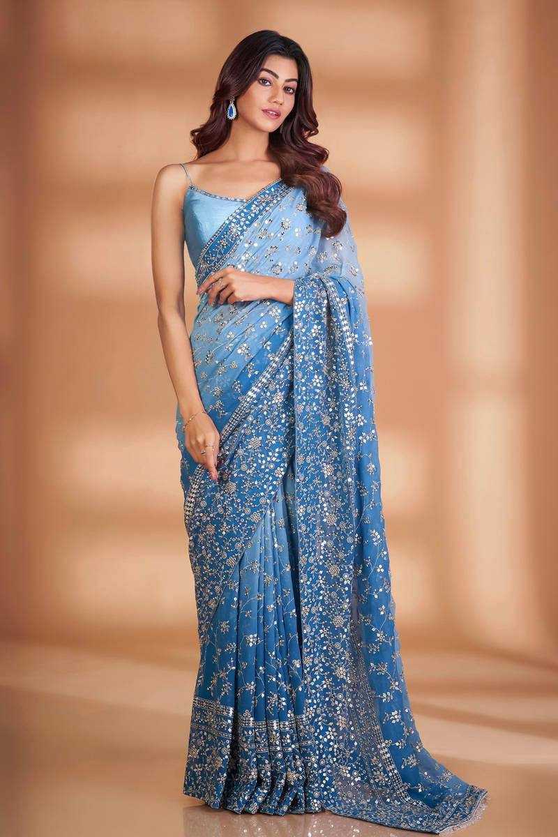 Ynf Faux Georgette KESH556 305 Sarees Wholesale Party Wear Sarees Embroidered Sarees Manufacturer