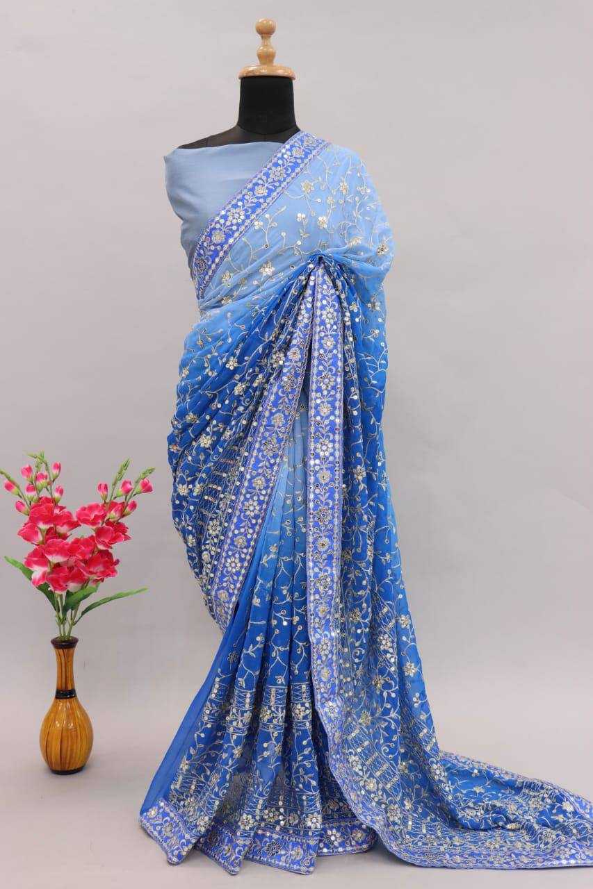 Ynf Faux Georgette KESH556 305 Sarees Wholesale Party Wear Sarees Embroidered Sarees Manufacturer