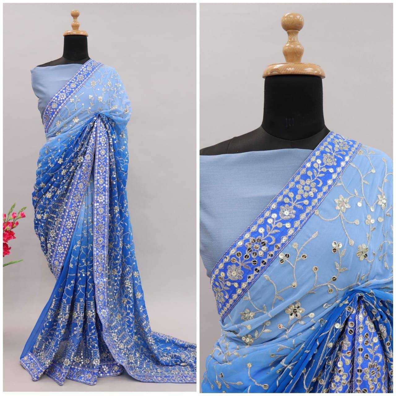 Ynf Faux Georgette KESH556 305 Sarees Wholesale Party Wear Sarees Embroidered Sarees Manufacturer