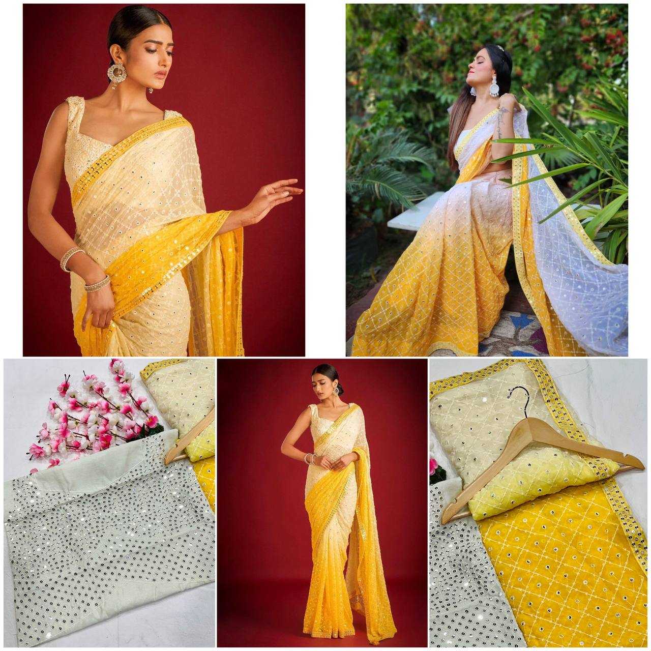 Ynf Faux Georgette KESH556 308 Sarees Wholesale Sequence Sarees Embroidered Sarees Manufacturer