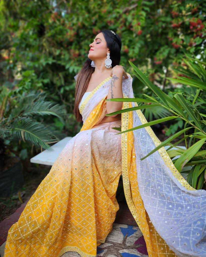 Ynf Faux Georgette KESH556 308 Sarees Wholesale Sequence Sarees Embroidered Sarees Manufacturer