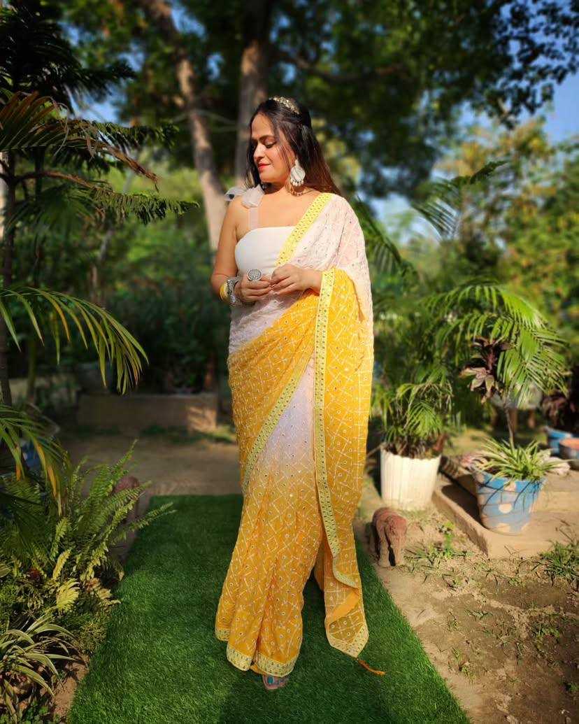 Ynf Faux Georgette KESH556 308 Sarees Wholesale Sequence Sarees Embroidered Sarees Manufacturer