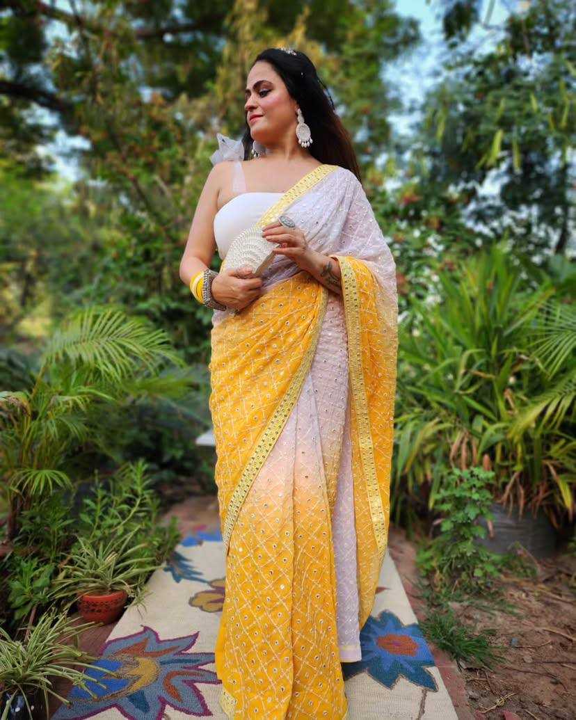 Ynf Faux Georgette KESH556 308 Sarees Wholesale Sequence Sarees Embroidered Sarees Manufacturer