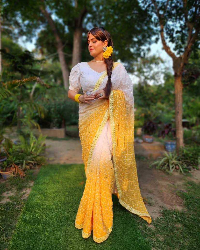 Ynf Faux Georgette KESH556 308 Sarees Wholesale Sequence Sarees Embroidered Sarees Manufacturer